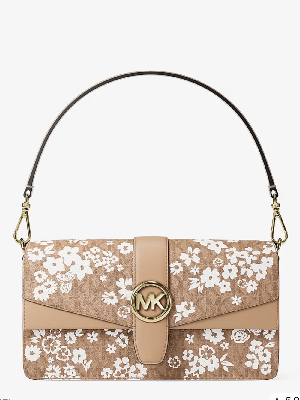 MICHAEL KORS Greenwich Md Printed Signature Logo Convertible Shoulder Bag
Camel